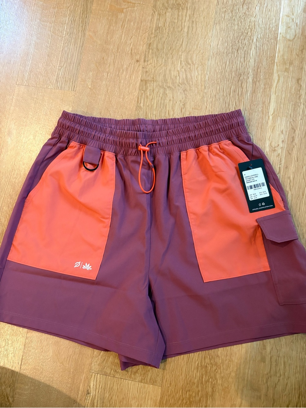 Two-Tone Maroon and Orange Active Shorts